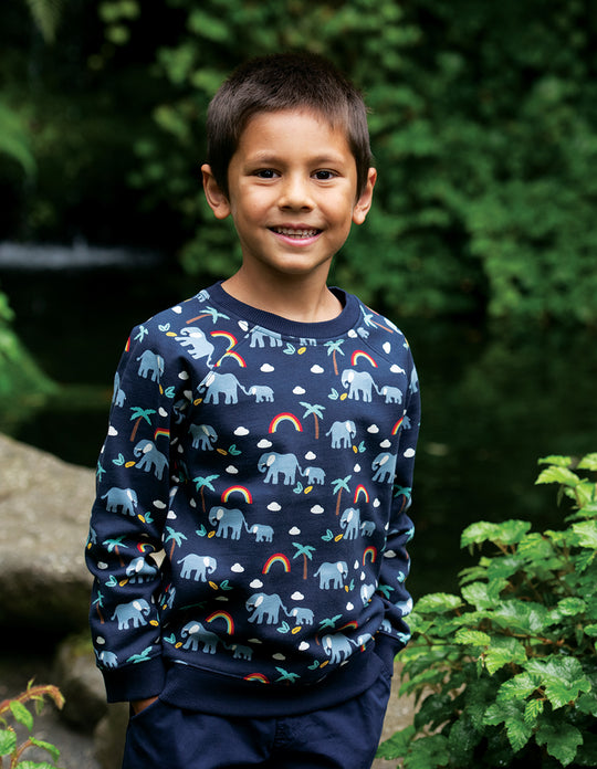 Frugi Rex Jumper - Indigo Rainbow Walks