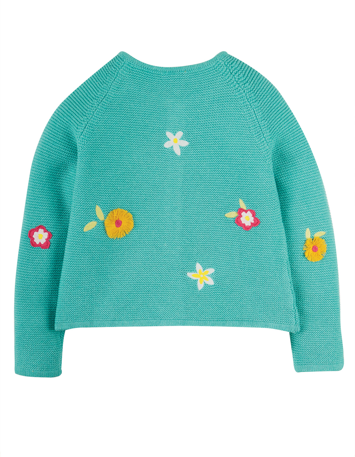 Frugi, Emilia Embroidered Cardigan, Aqua/Flower