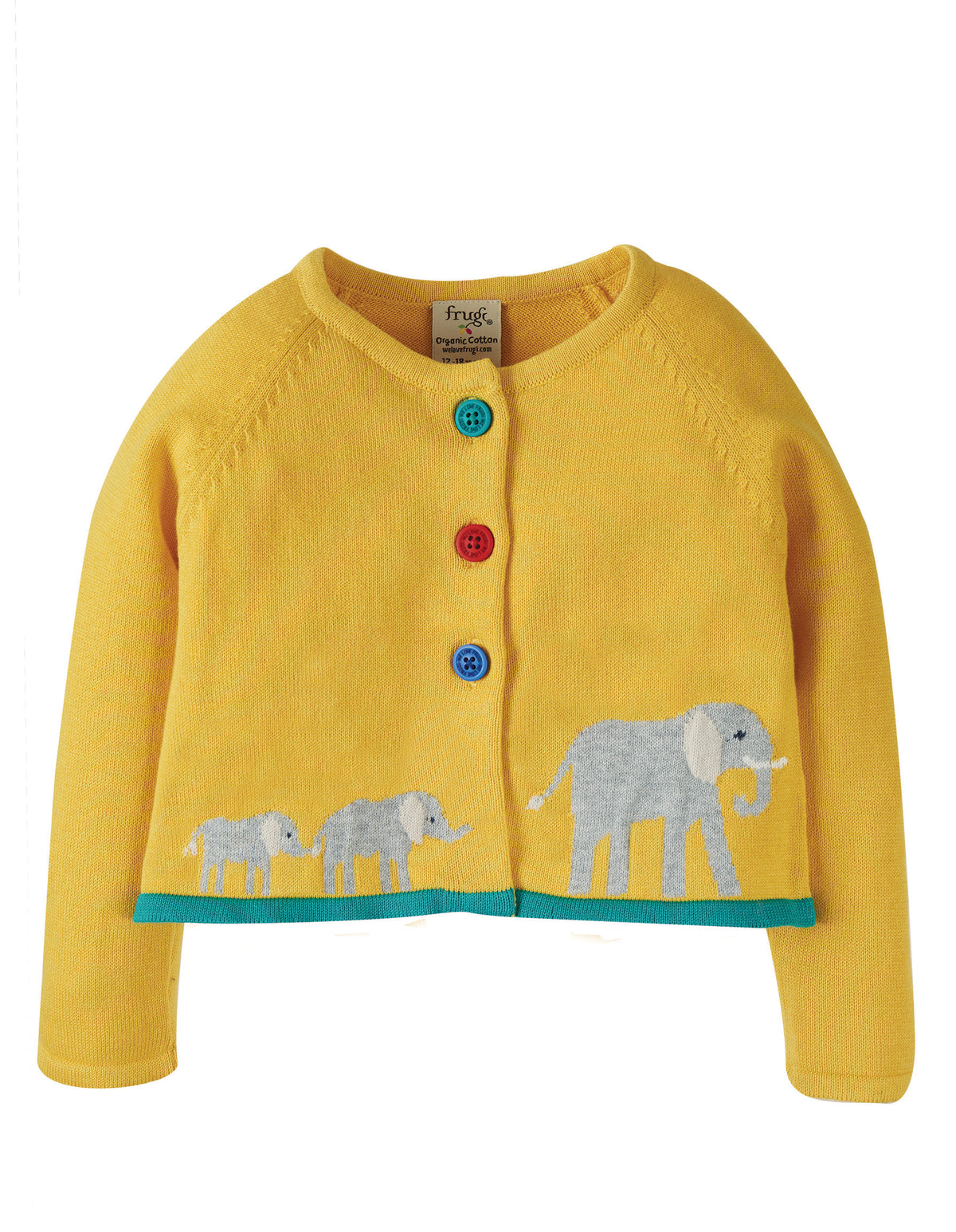 Frugi Little Annie Cardigan - Bumble Bee/Elephant Applique