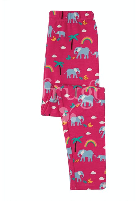 Frugi Libby Printed Leggings - Deep Pink Rainbow Walks