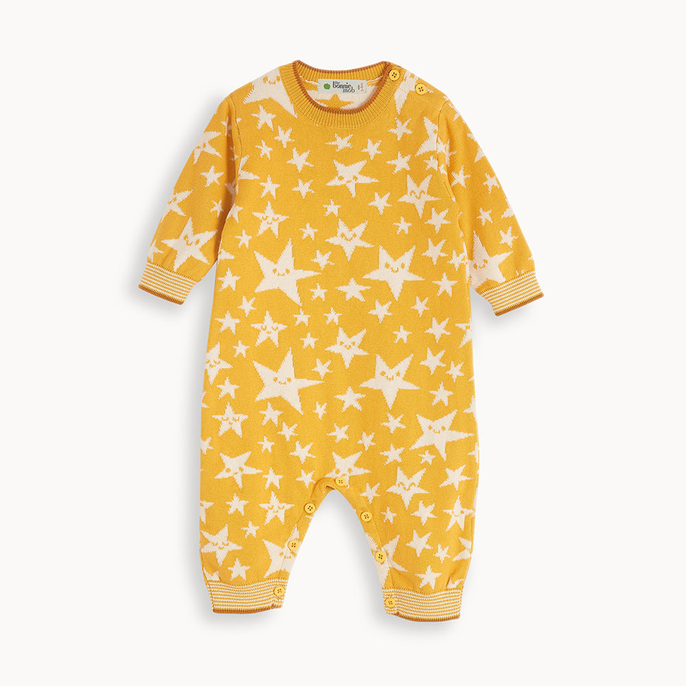 The Bonnie Mob Liberty Star Knit Playsuit - Ochre