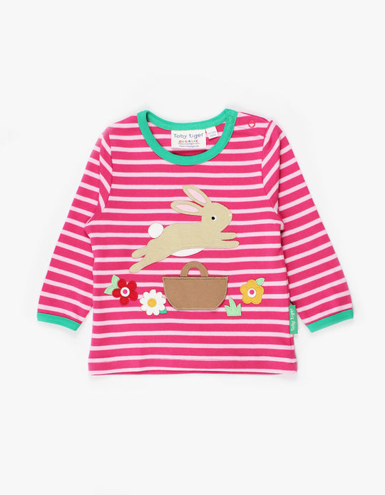Toby Tiger Organic Long Sleeve Top - Leaping Bunny Rabbit Applique