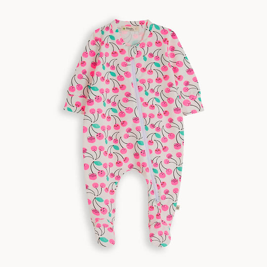 The Bonnie Mob Mark Zip Front Sleepsuit - Cherries