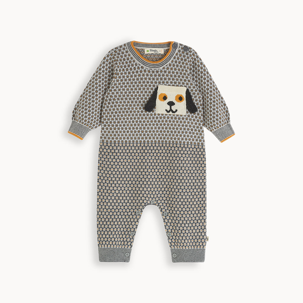 The Bonnie Mob Marlon Birdseye Jaquard Playsuit - Grey