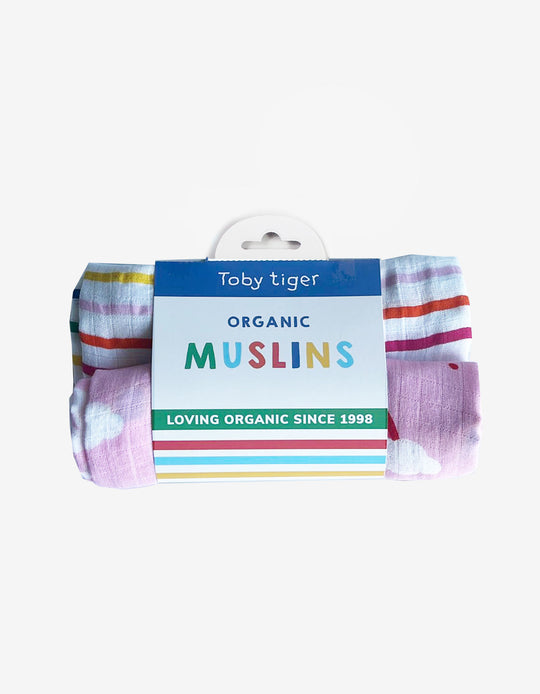 Toby Tiger Organic 2-Pack Muslin - Dove Print
