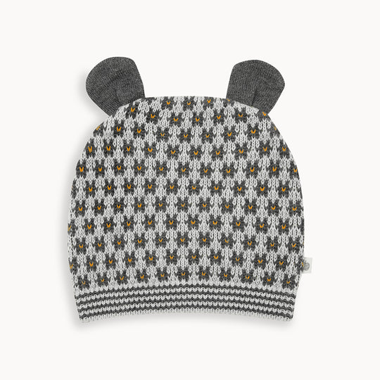 The Bonnie Mob Monroe Knitted Hat With Ears - Grey