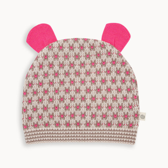 The Bonnie Mob Monroe Knitted Hat With Ears - Pink