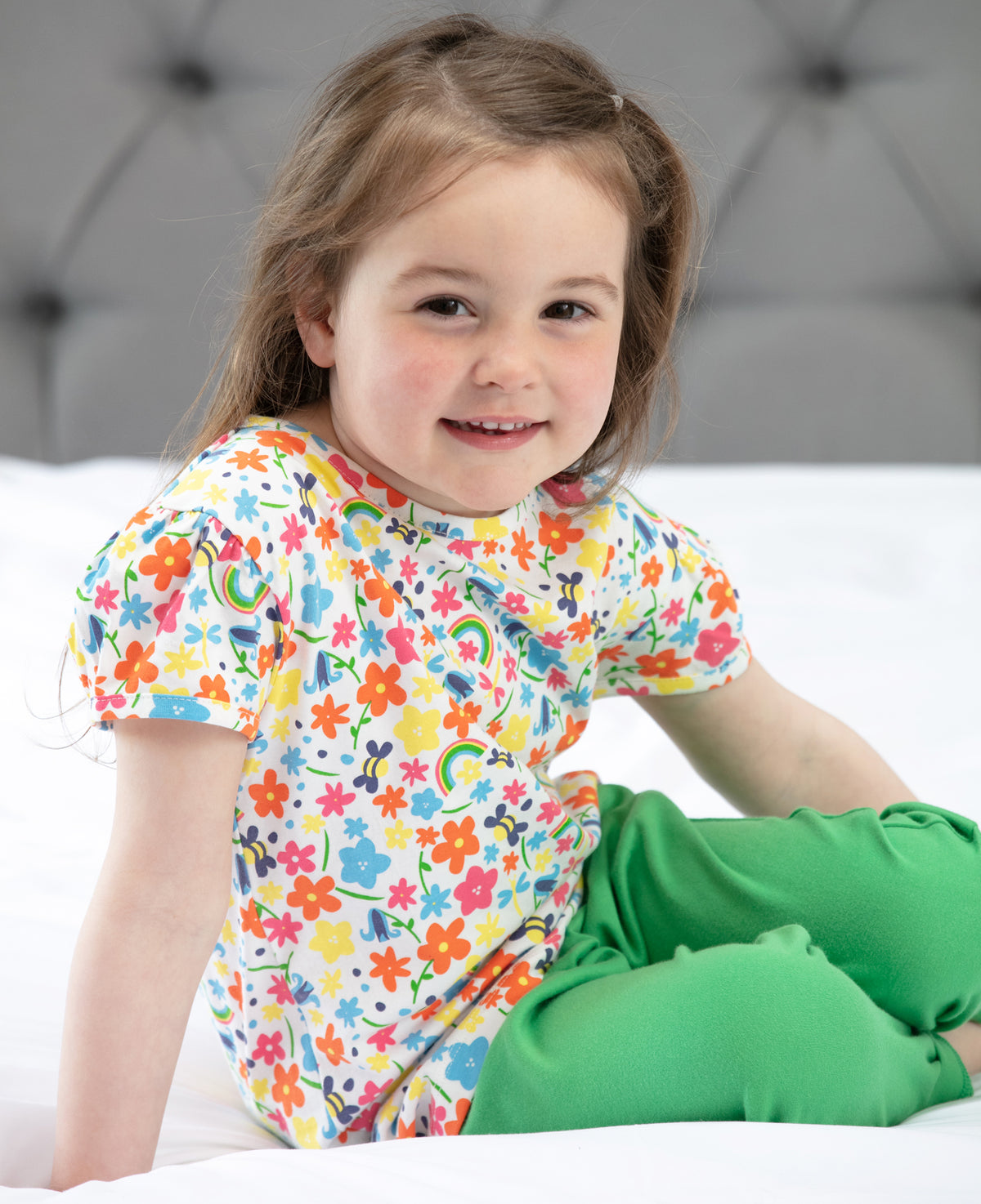 Piccalilly T-Shirt All Over Print Short Sleeve - Rainbow Meadow