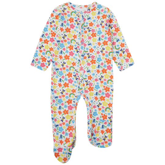 Piccalilly Footed Sleepsuit - Rainbow Meadow