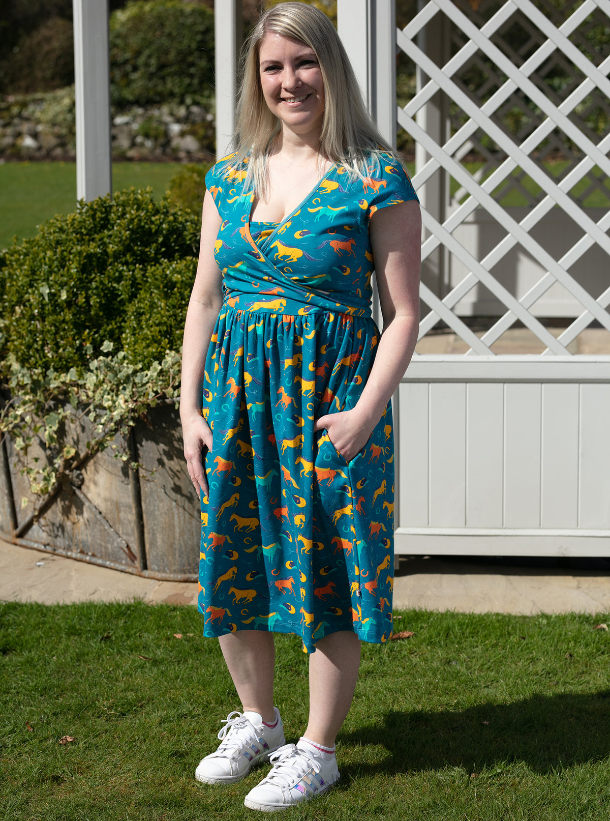 Piccalilly Adult Wrap Dress Short Sleeve - Wild Horses