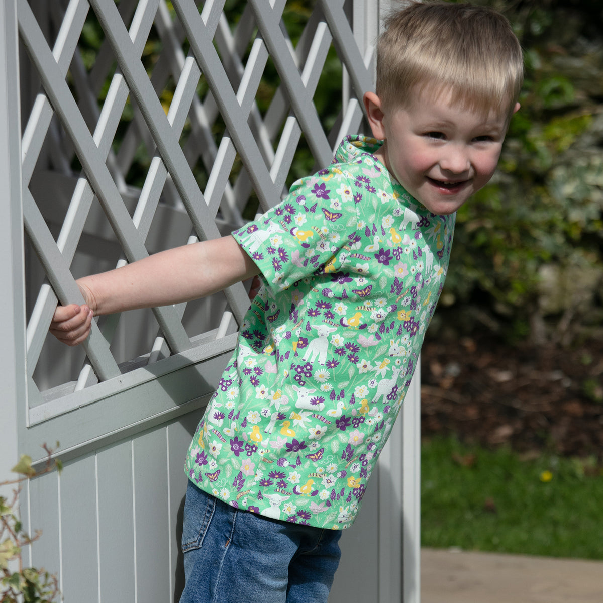 Piccalilly T-Shirt All Over Print Short Sleeve - Spring Meadow