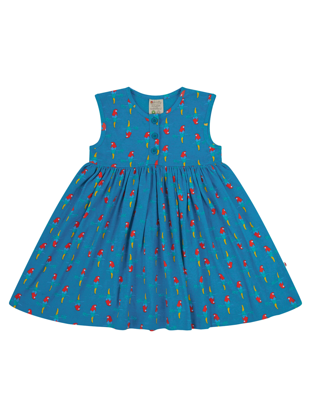 Piccalilly Button Dress Sleeveless - Parrot