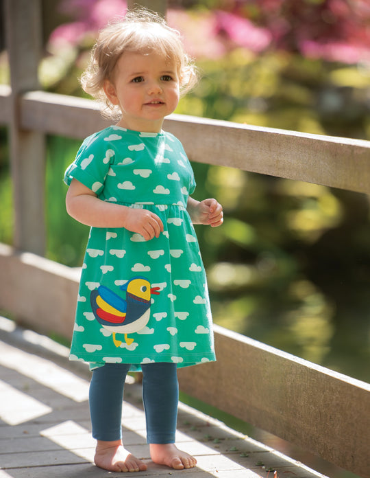 Frugi Olive Applique Outfit Set - Pacific Aqua Clouds/Duck