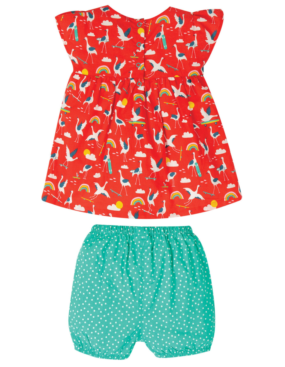 Frugi Waterfall Woven Outfit Skateboarding Cranes