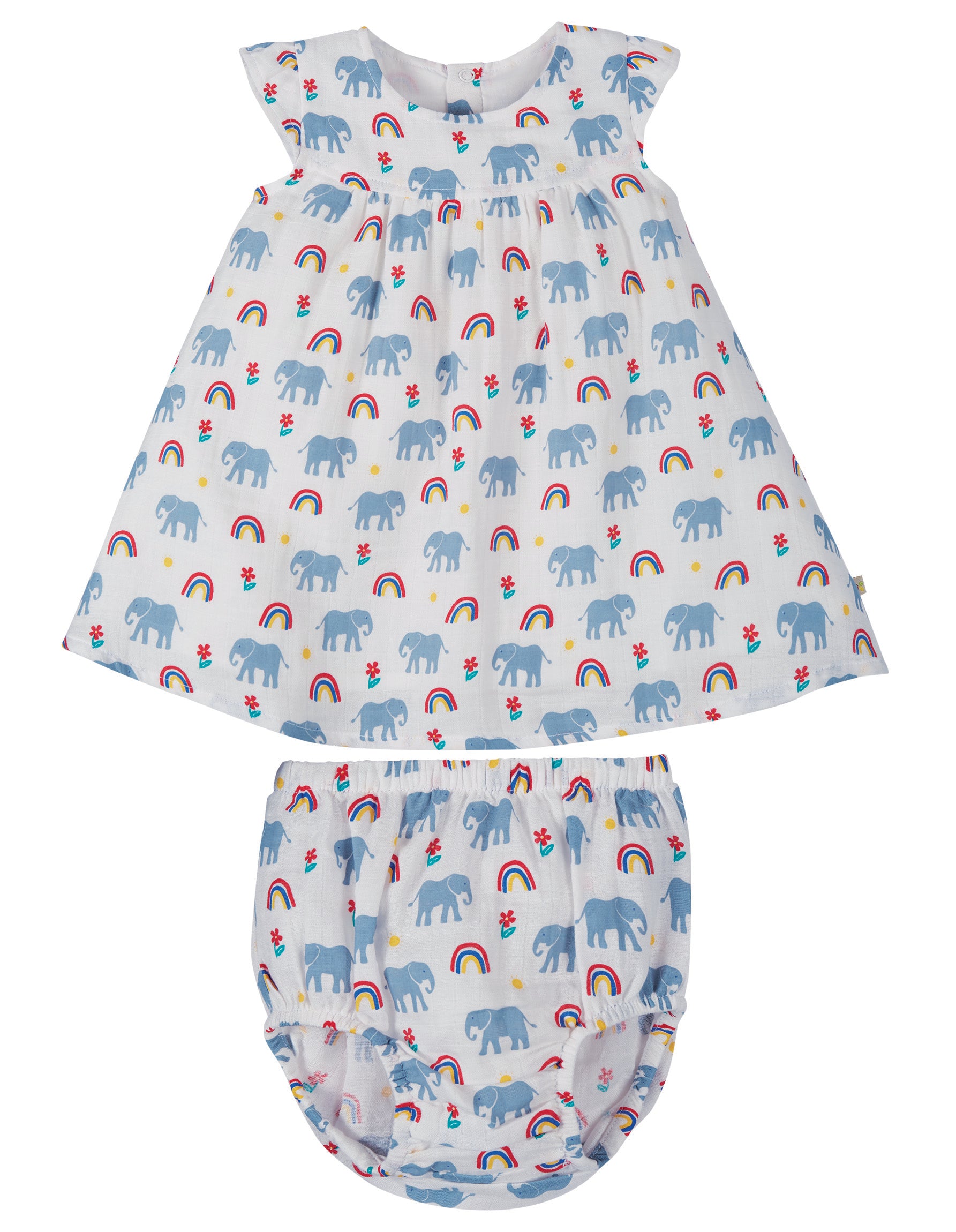 Frugi Dolly Muslin Outfit - Elephants