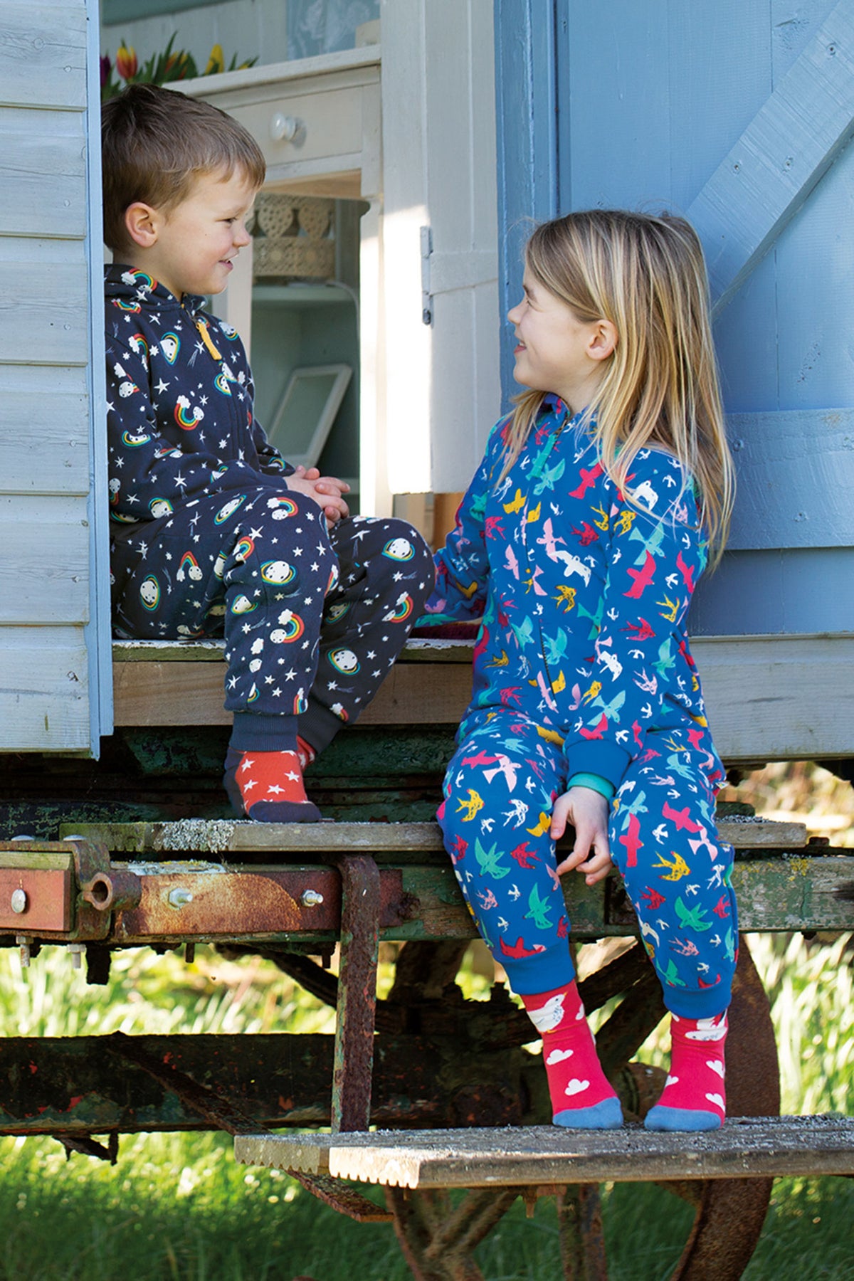 Frugi Big Snuggle Suit - Rainbow Flight