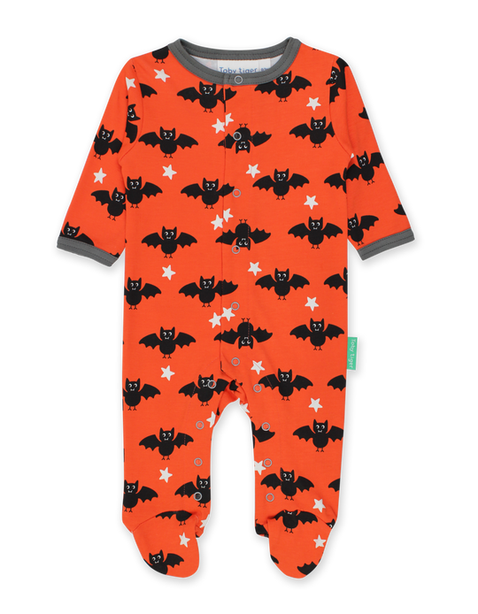 Toby Tiger Organic Babygrow Long Sleeve - Bat Orange