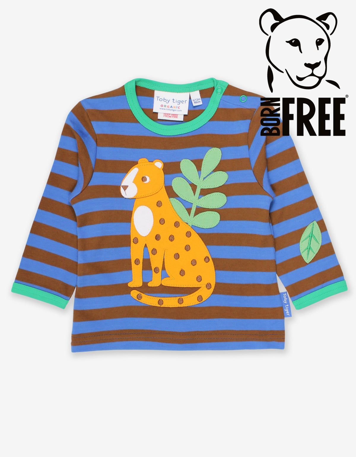 Toby Tiger Organic T-Shirt Long Sleeve - Born Free Leopard Applique