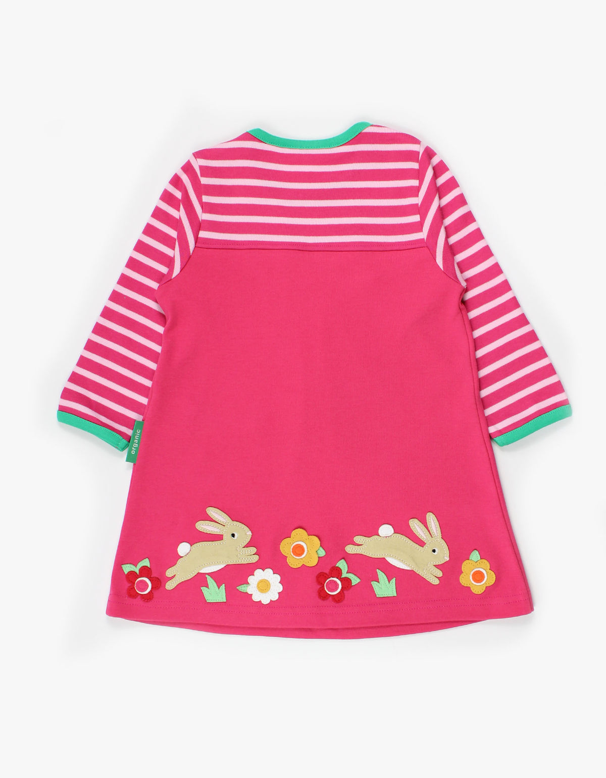 Toby Tiger Organic T-Shirt Dress Long Sleeve - Leaping Bunny Applique