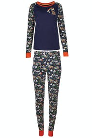 Frugi Adult Portscatho Pyjamas - Northern Lights Forest/Indigo
