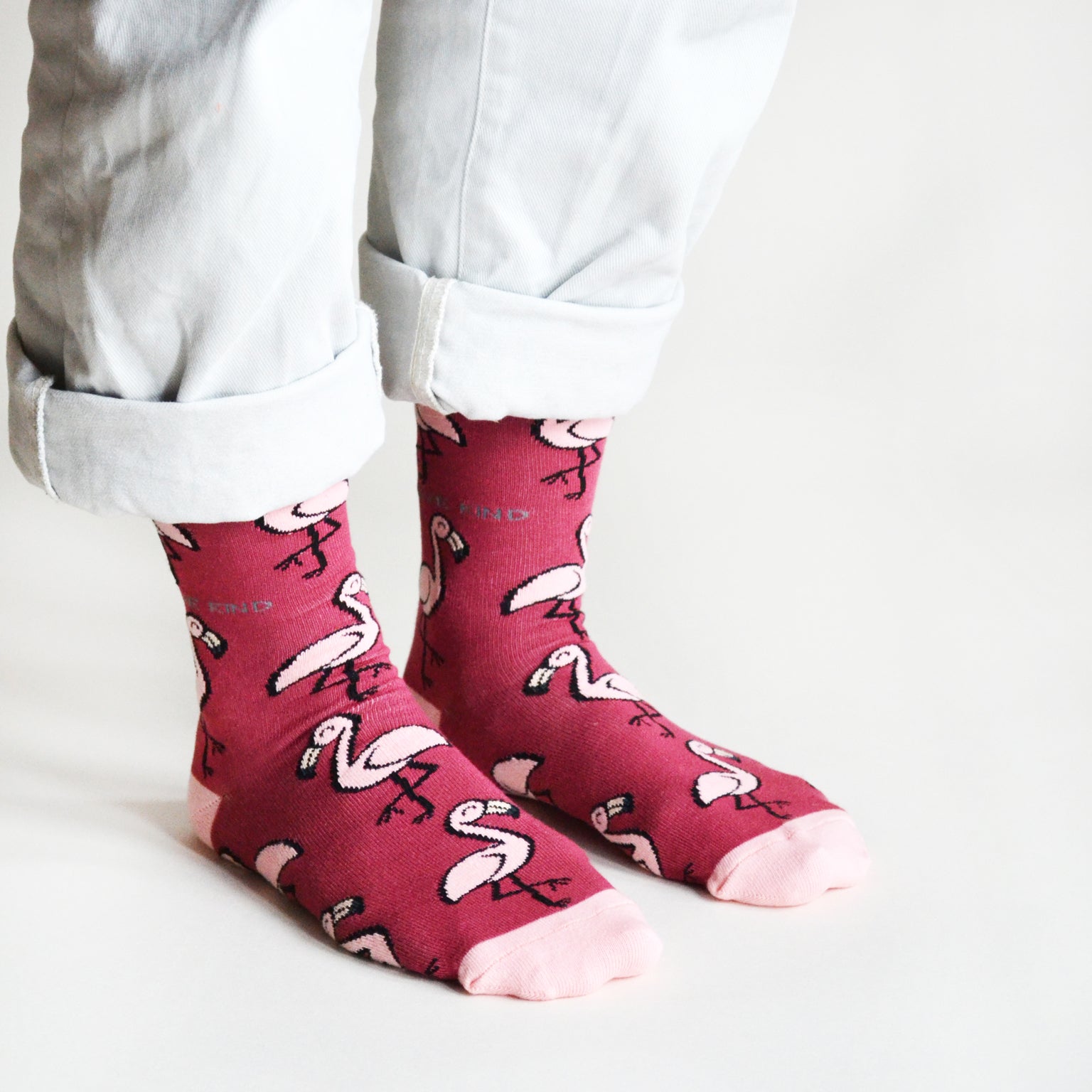 FL47-Bare Kind Bamboo Socks Adult - Flamingos