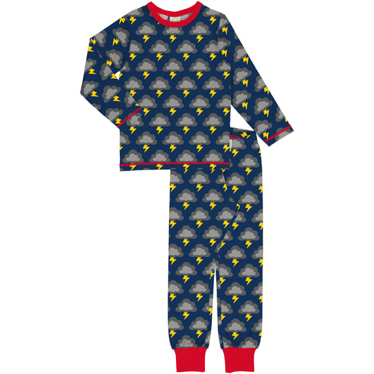 Maxomorra Pyjama Set Long Sleeve - Classic Lightning
