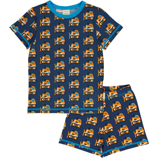 Maxomorra Pyjama Set Short Sleeve - Bulldozer