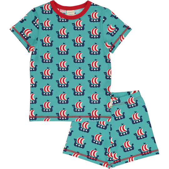 Maxomorra Pyjama Set Short Sleeve - Viking Ship