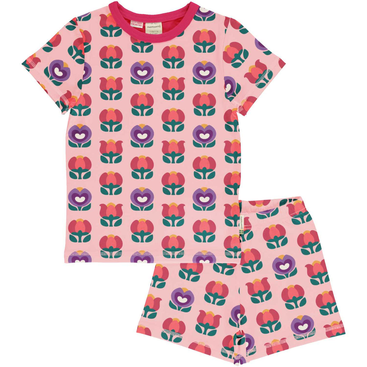 Maxomorra Pyjama Set Short Sleeve - Picnic Tulip