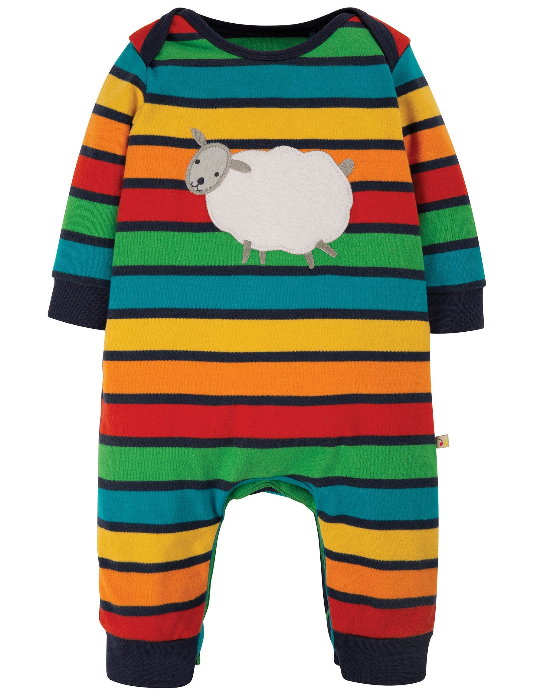 Frugi  Charlie Romper Bumble Rainbow Stripe/Sheep