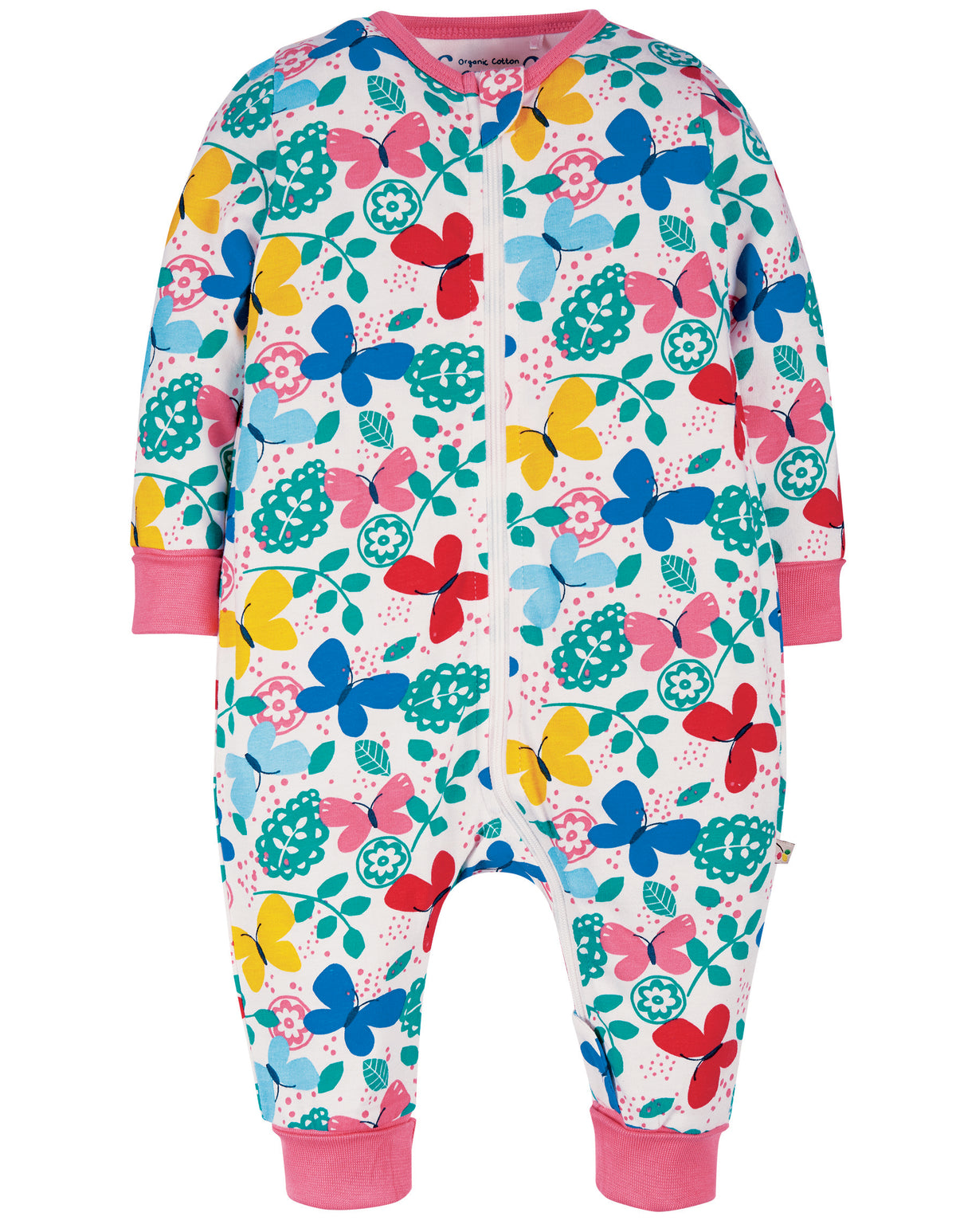 Frugi, Summer Zip Babygrow, Mini Butterflies
