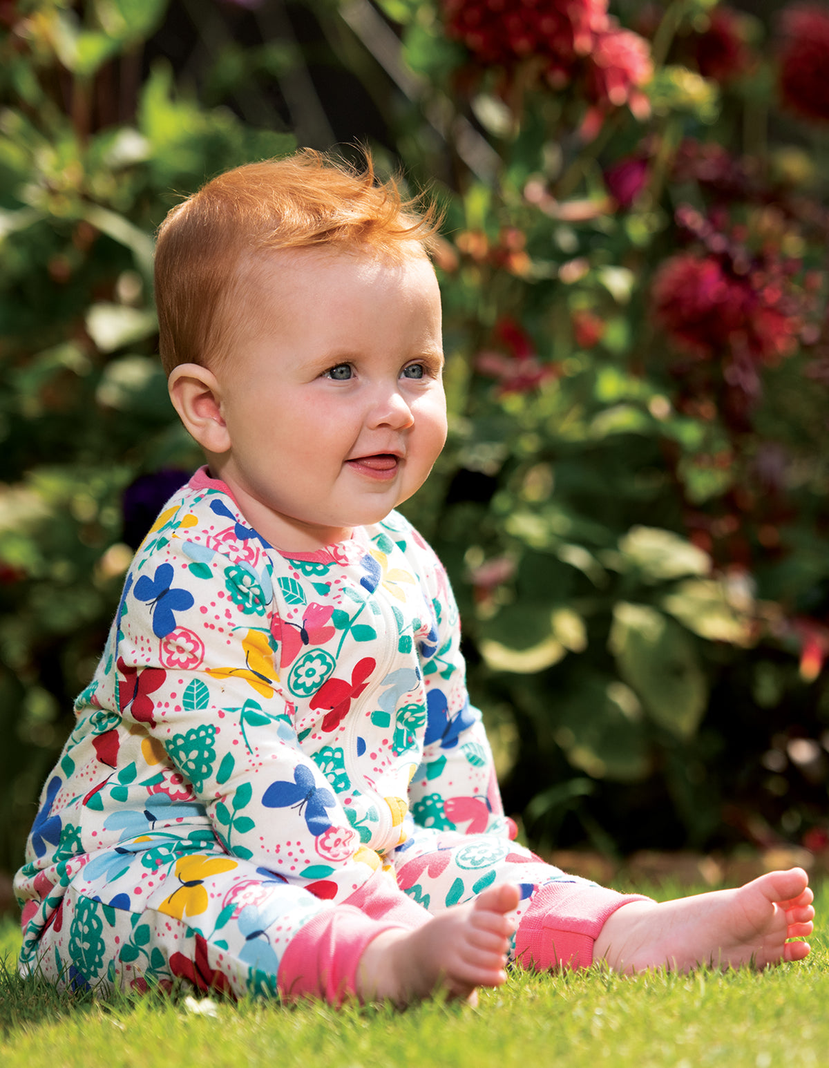 Frugi, Summer Zip Babygrow, Mini Butterflies