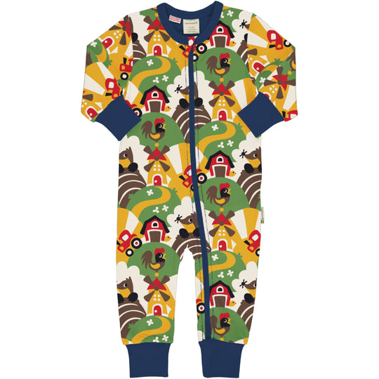 Maxomorra Rompersuit Long Sleeve - Farm