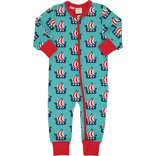 Maxomorra Rompersuit Long Sleeve - Viking Ship