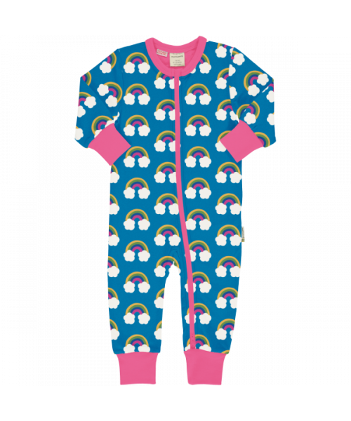 Maxomorra Rompersuit Long Sleeve Farm Rainbow