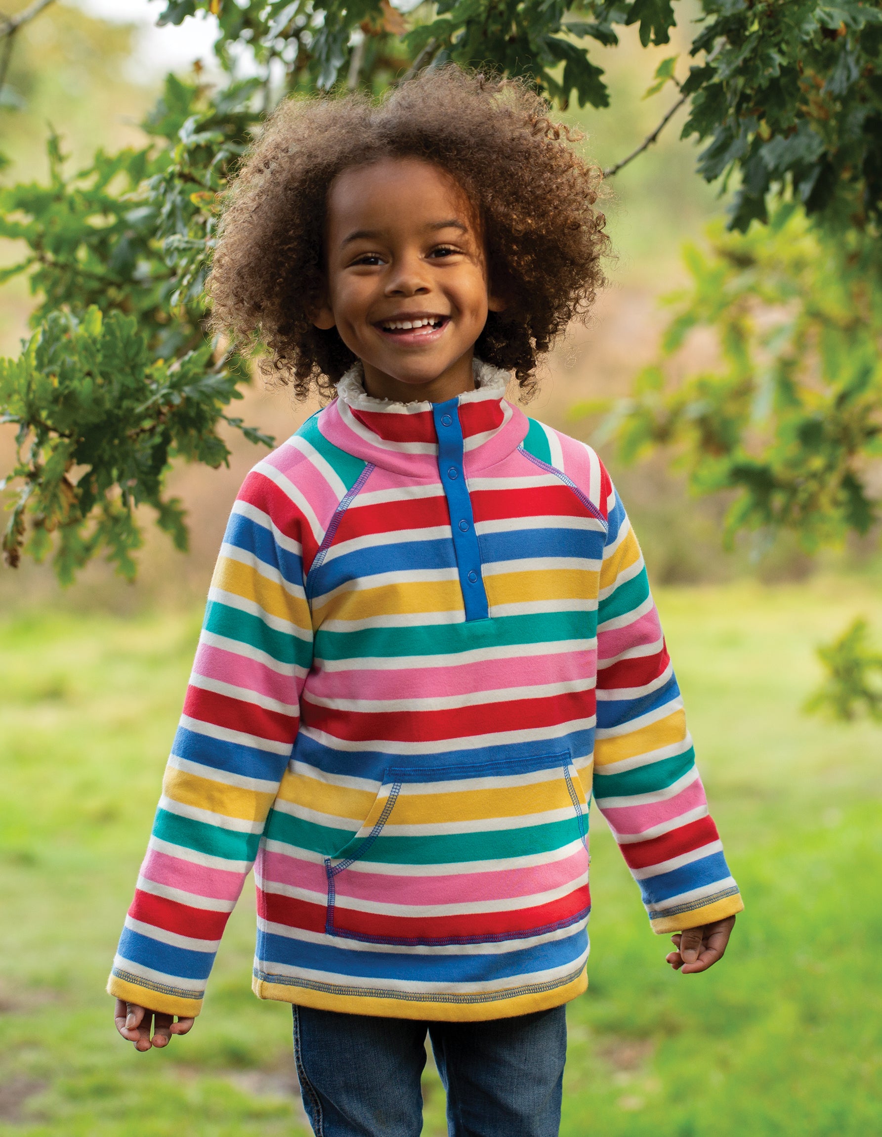 Frugi Snuggle Fleece - Rainbow Multi Stripe