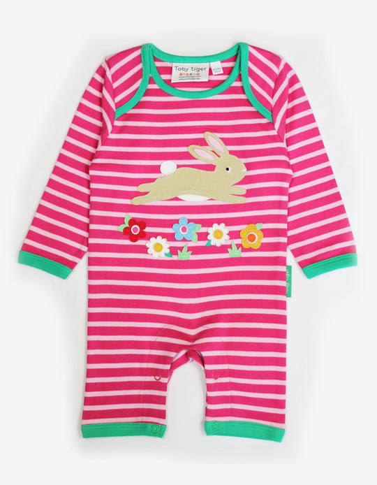 Toby Tiger Organic Sleepsuit - Leaping Bunny Applique