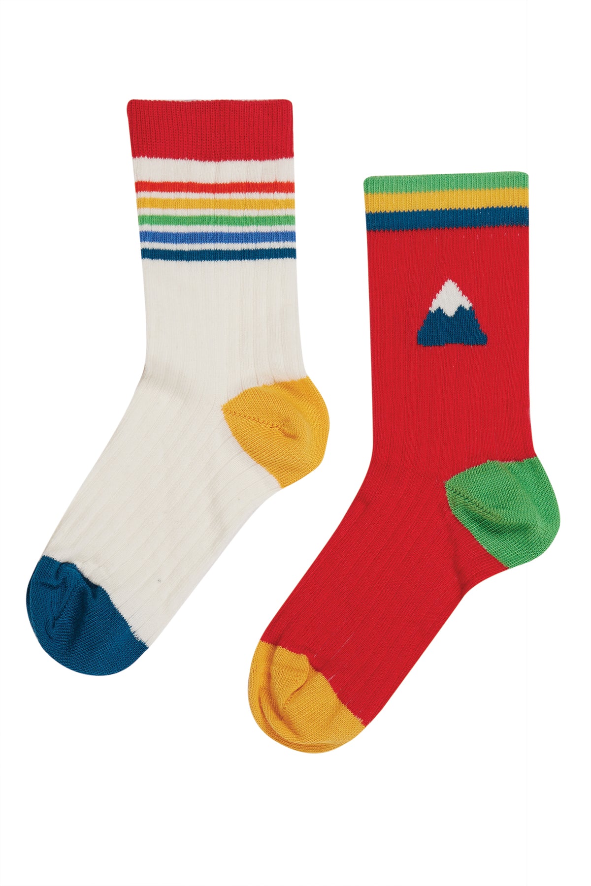 Frugi Raleigh Rib Socks - Red/Mountain (2 Pack)