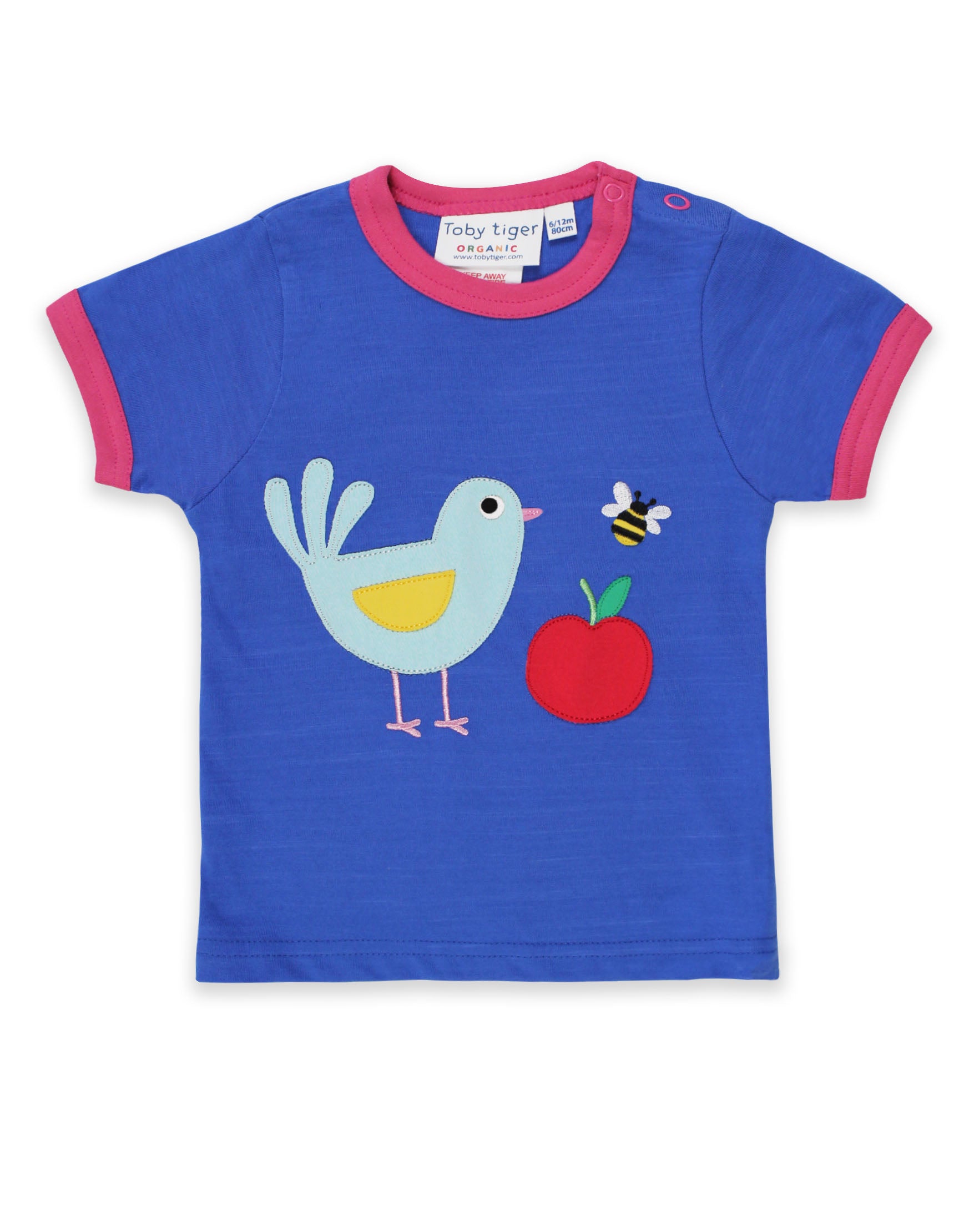 Toby Tiger Organic Short Sleeve T-Shirt - Bird Applique