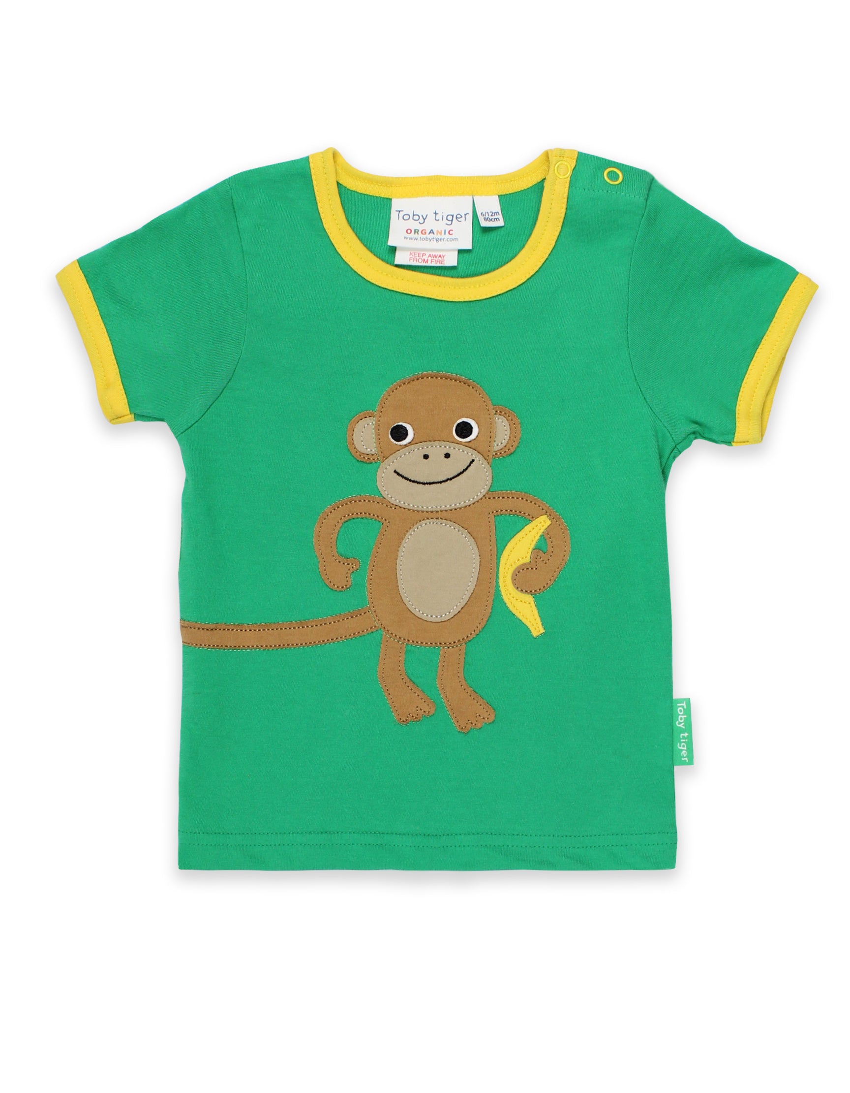 Toby Tiger Organic Short Sleeve T-Shirt - Monkey Applique