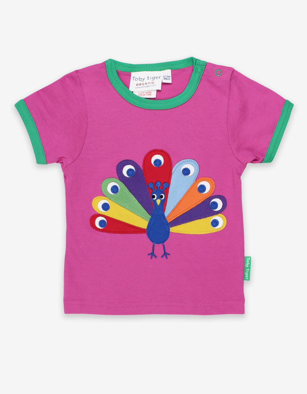 Toby Tiger Organic T-Shirt Short Sleeve - Peacock Applique