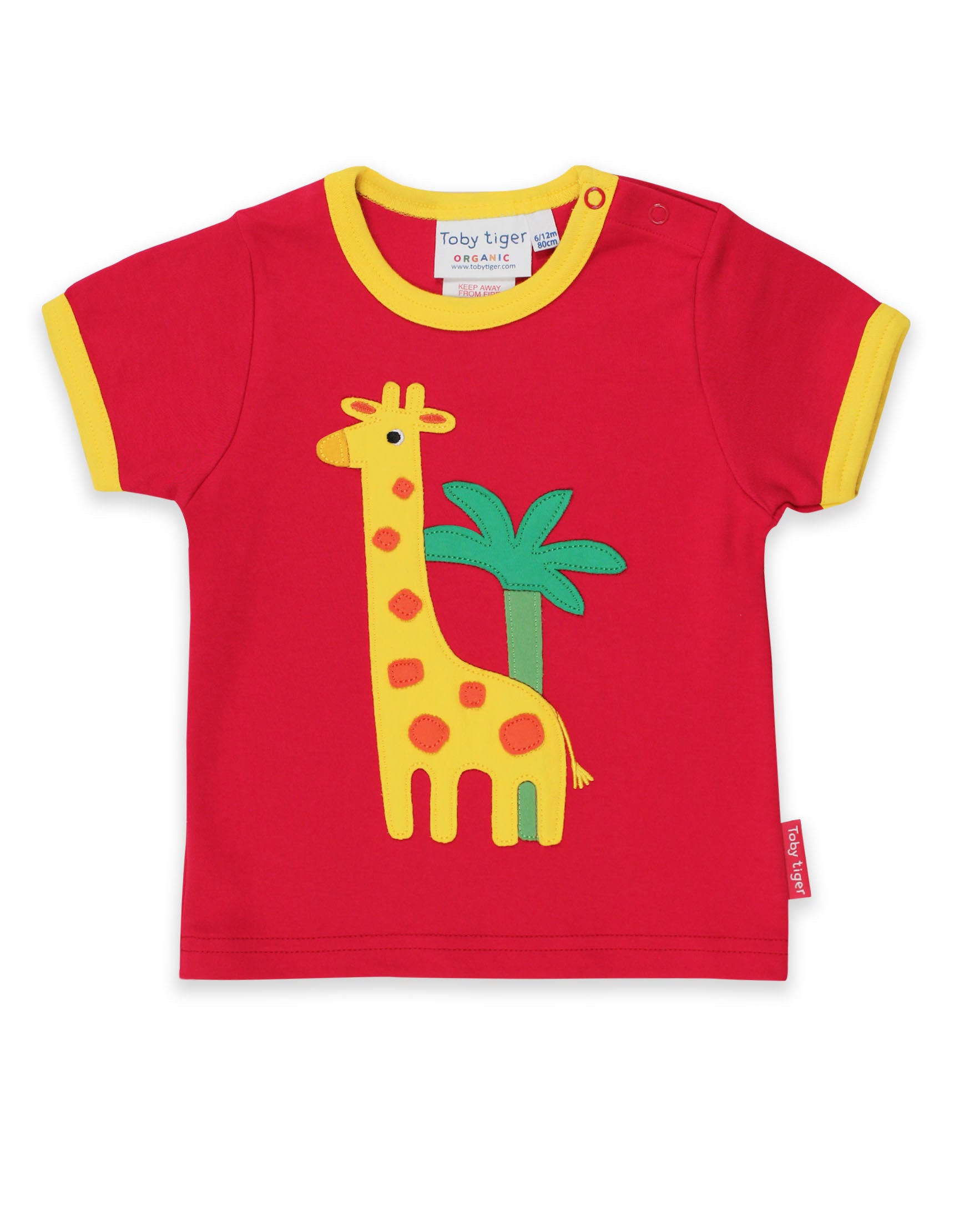 Toby Tiger Organic Short Sleeve T-Shirt - Giraffe Applique