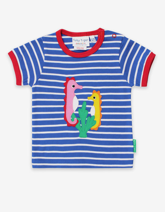 Toby Tiger Organic Short Sleeve T-Shirt - Seahorse Applique