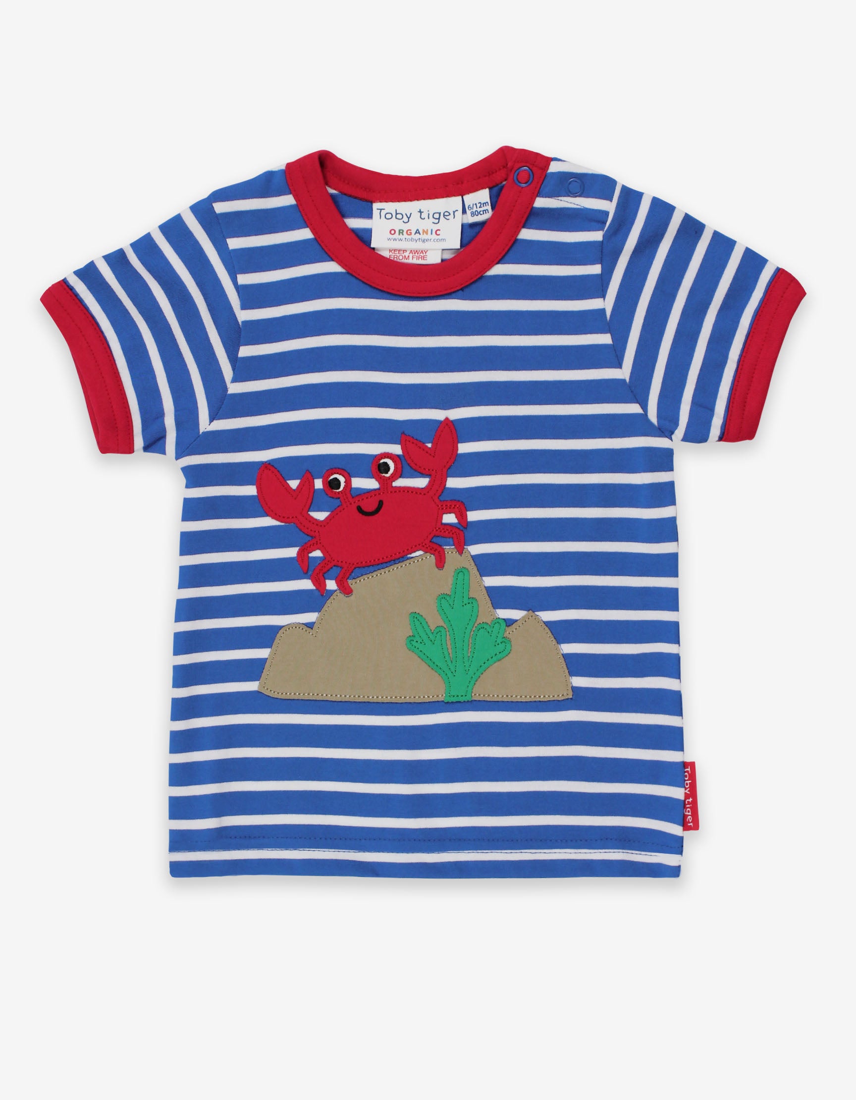Toby Tiger Organic Short Sleeve T-Shirt - Crab Applique