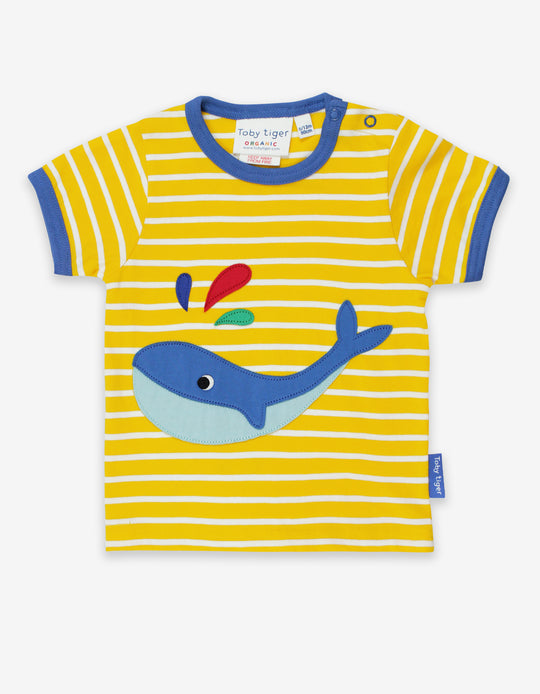Toby Tiger Organic Short Sleeve T-Shirt - Whale Applique