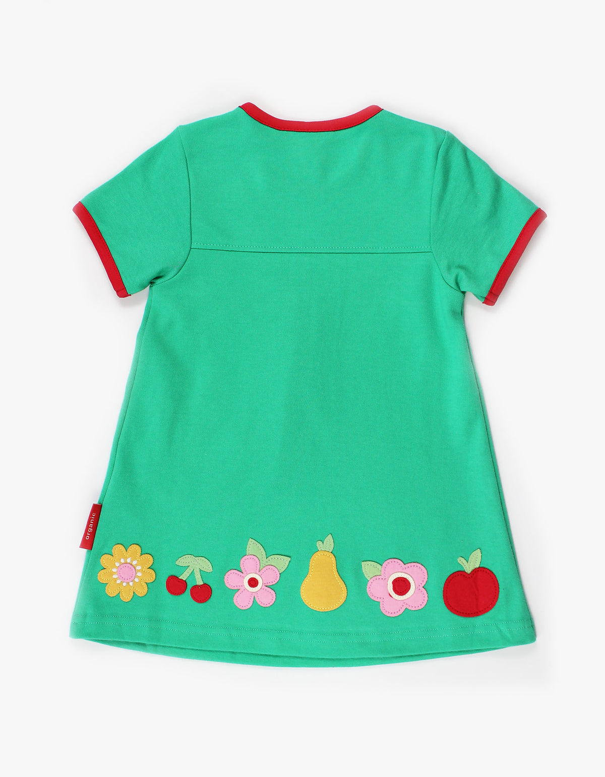 Toby Tiger Organic T-Shirt Dress Long Sleeve - Fruit Flower Applique