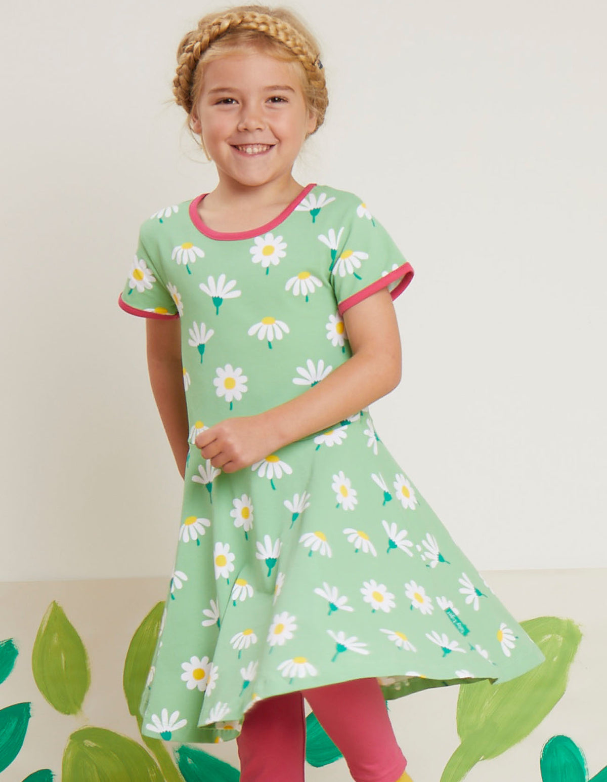 Toby Tiger Organic Skater Dress Short Sleeve - Daisy