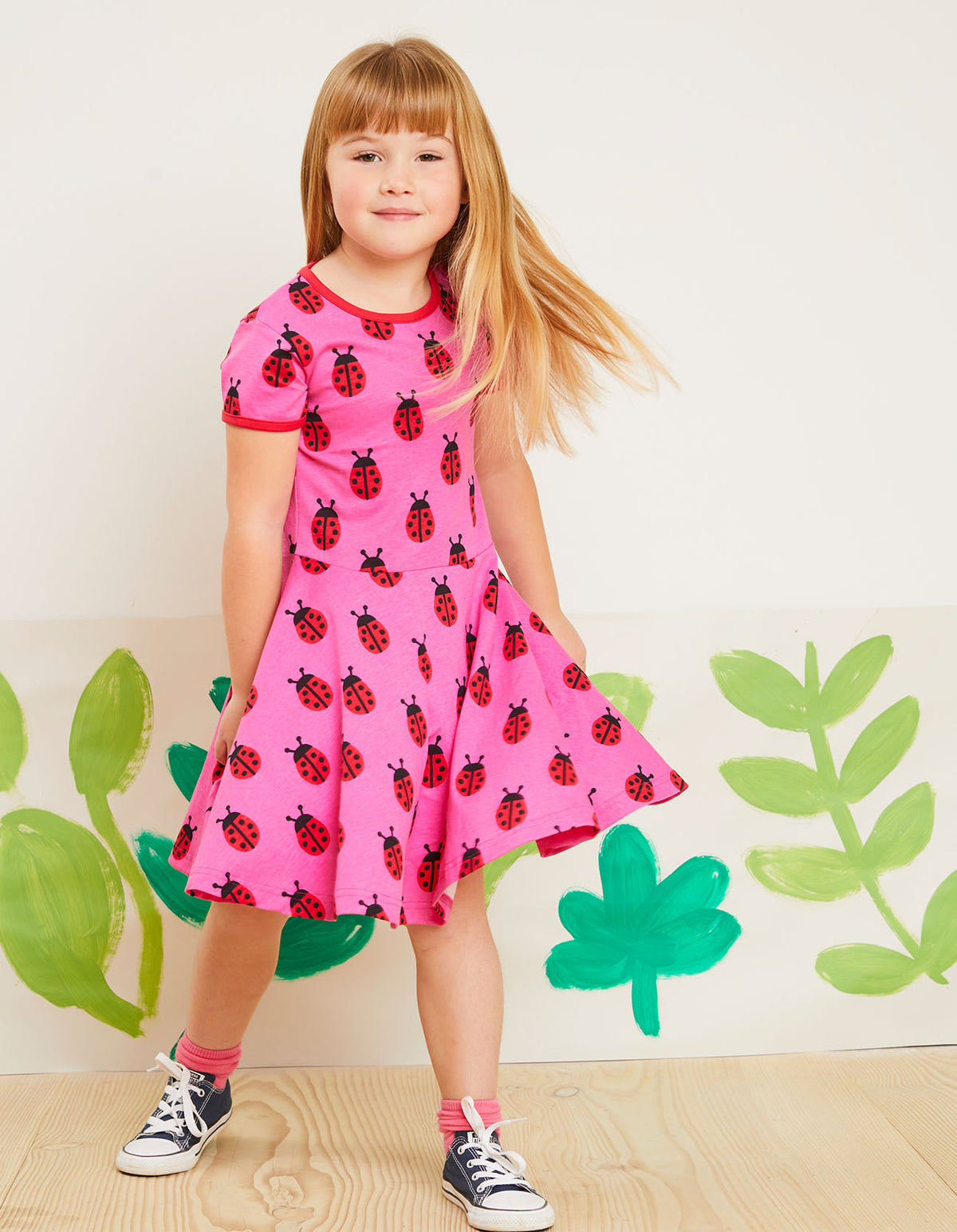 Toby Tiger Organic Skater Dress Short Sleeve - Ladybird