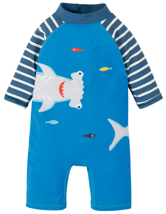 Frugi Little Sunsafe Suit - Motosu Blue/Shark