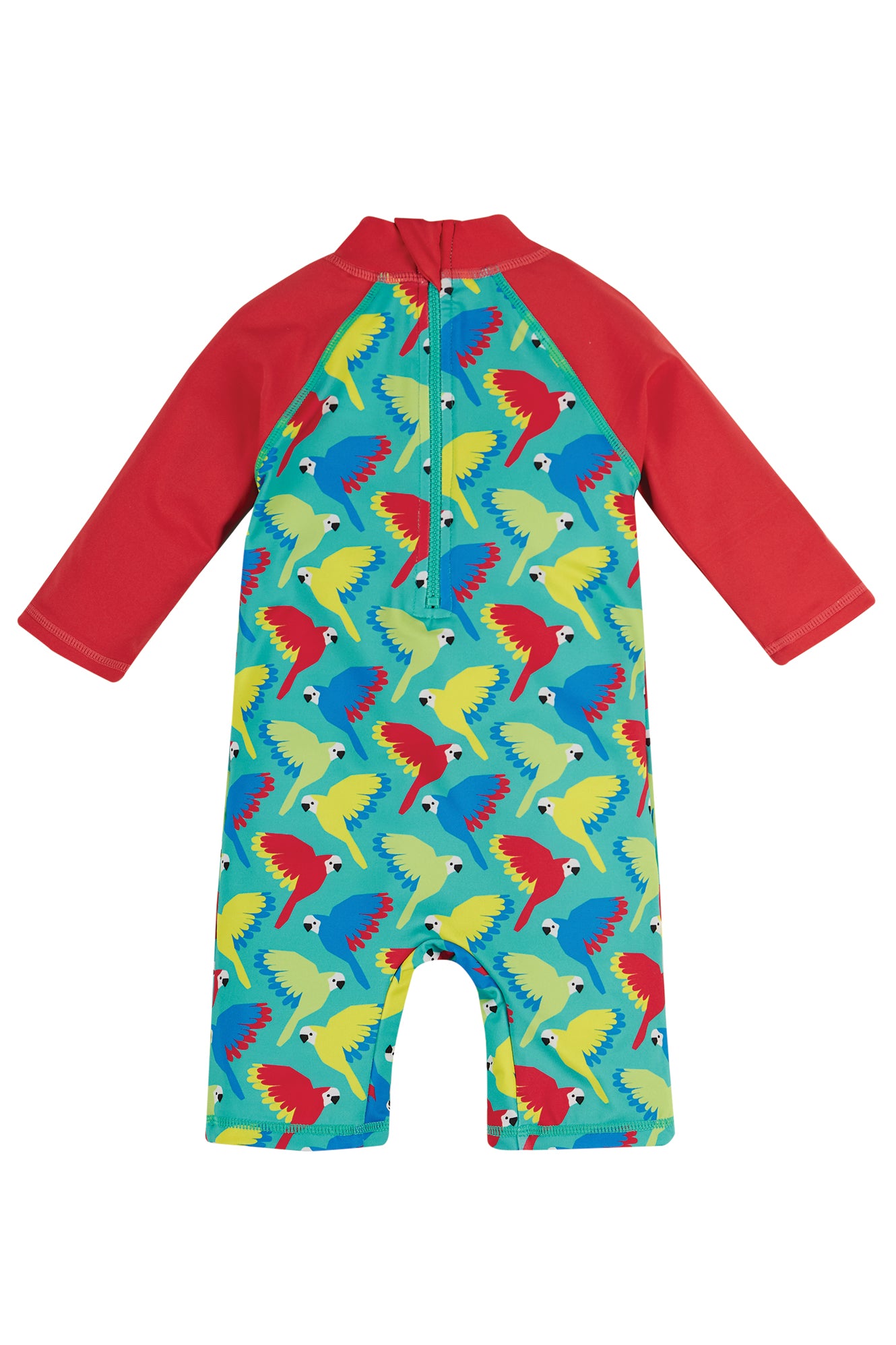 Frugi Little Sun Safe Suit - Aqua Parrots